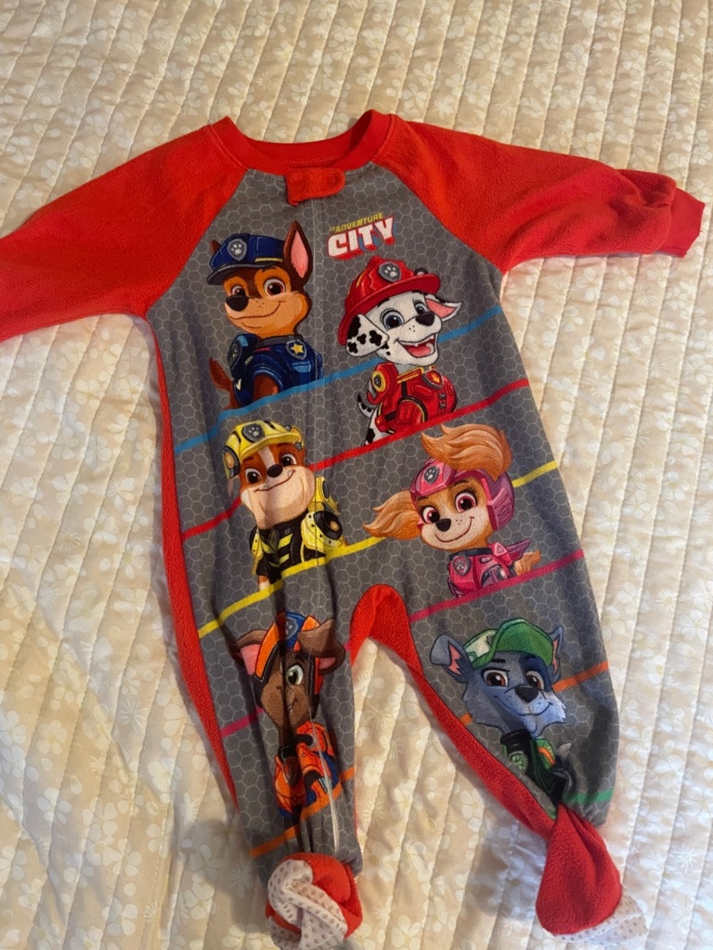 2/$5 Paw Patrol Red & Gray Kids One-Piece Pajamas